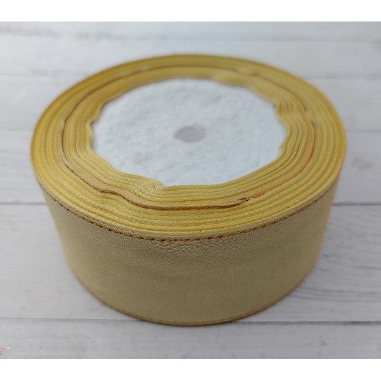 ОПТ Лента атласная с люрексом 4 см*25 ярдов цв. бежевый